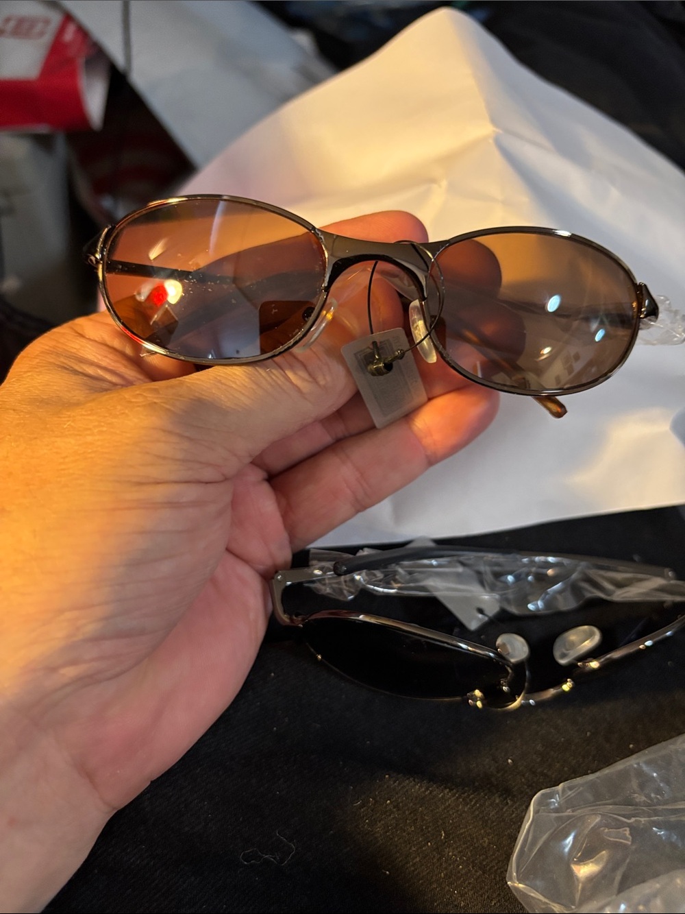 Men's Oval Brown Lens Sunglasses - Classic Metal Frame